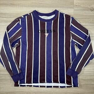 Vintage Guess Original Striped Multicolor LS Mens Size L Designed In California